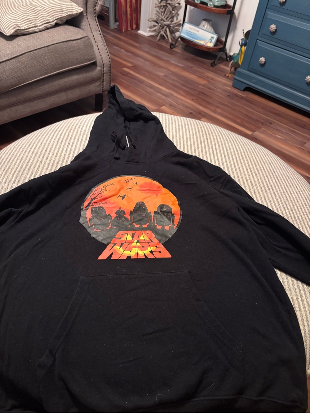 Star Wars Men's Black Hoodie with Orange Graphic Sunset